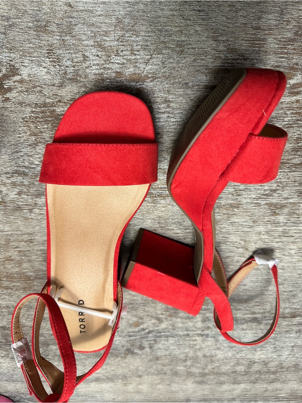 torrid NEW Red Suede Block Heel Sandals with Ankle Strap